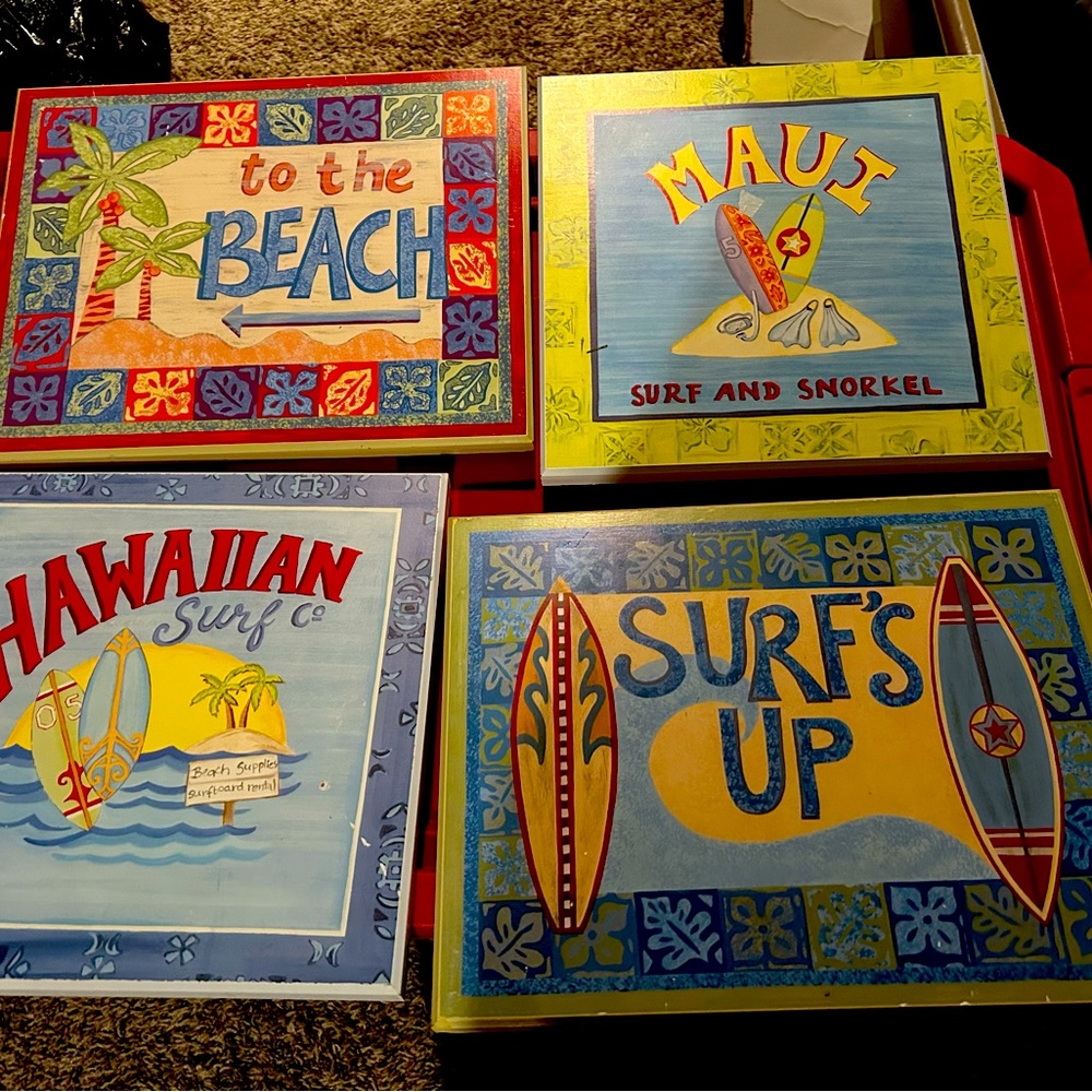 Hawaiian kids bedroom decor set of 4